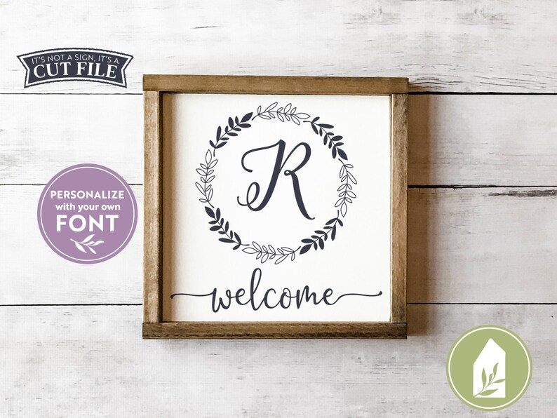 Download Wreath Monogram SVG Family Name svg Initial svg Welcome | Etsy