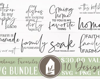 Farmhouse Favorites SVG Bundle, Wood Sign SVG Bundle, Commercial Use, Digital Cut Files