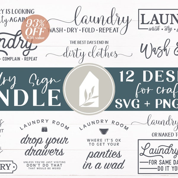 Laundry Sign SVG Bundle, Laundry SVG Bundle, Funny Laundry Room SVG, Commercial Use, Digital Cut Files