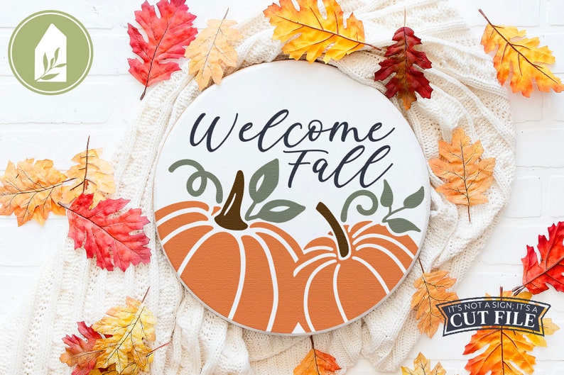 Welcome Fall SVG Round Fall Svg Pumpkin Svg Svgs for Signs - Etsy