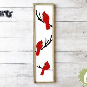 SVG FILES, Cardinals svg, Farmhouse Christmas, Birds svg, Cricut Files, Silhouette Files, Vertical Sign svg, Commercial Use, Digital Files