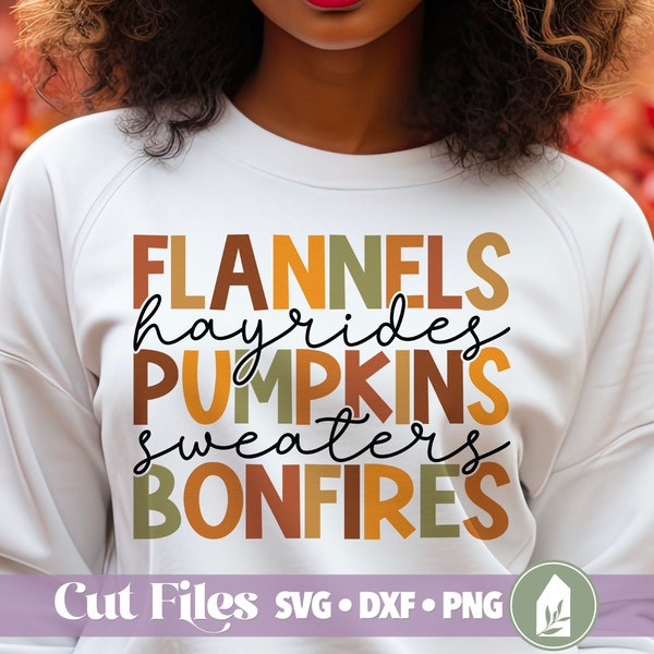 Flannels Hayrides Pumpkins Sweaters Bonfires SVG, Fall SVG, Autumn SVG, Fall Shirt svg, Commerical Use, Digital Cut Files