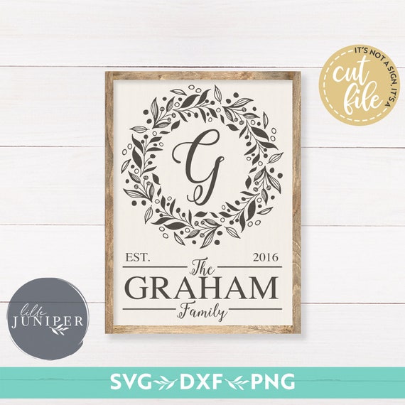 Download Last Name svg Wreath Monogram SVG Family Name sv gFarmhouse | Etsy