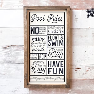 Pool Rules SVG Files, Farmhouse svg, Commercial Use, Digital Cut Files