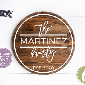 Cercle nom de famille fichiers SVG, fichiers de coupe de nom de famille, ferme, rustique, usage commercial, fichiers de coupe numérique