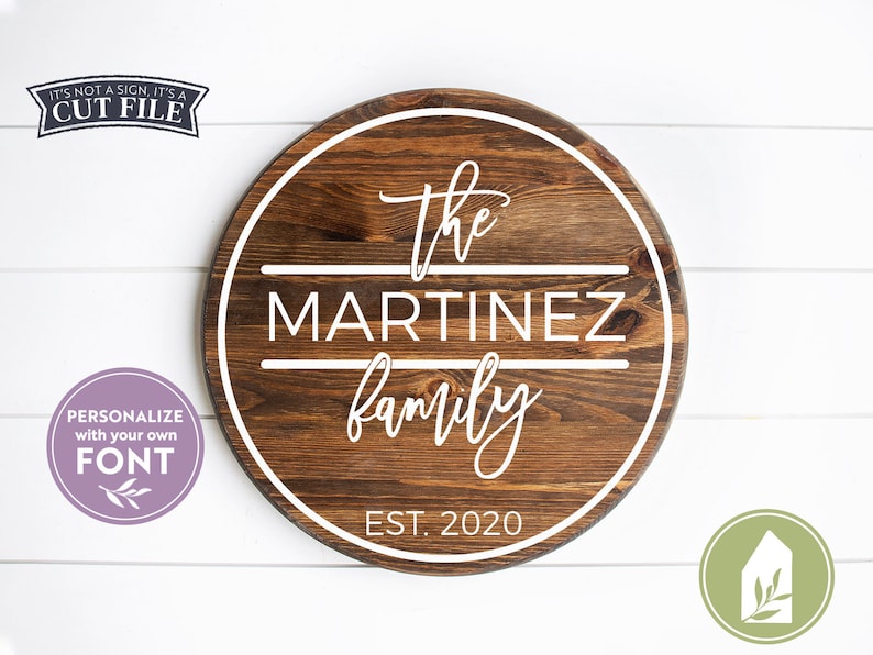 Circle Last Name SVG Files, Family Name Cutting Files, Farmhouse, Rustic, Commercial Use, Digital Cut Files image 1