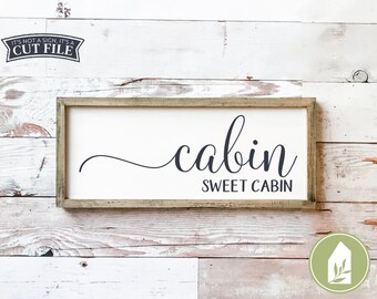 Cabin Sweet Cabin svg, Rustic svg, Camping svg, Stencil Files for Wood Signs, Lodge svg, Wood Cabin svg, Commercial Use, Digital File