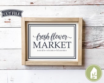 Fresh Flower Market svg, Farmhouse Sign svg, Cottage Style, SVGs for Signs, Oval Sign SVG, Commercial Use, Instant Download