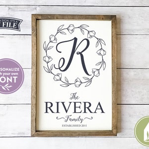 Family Name Sign SVG: Rustic Monogram Cut File (Digital Download)