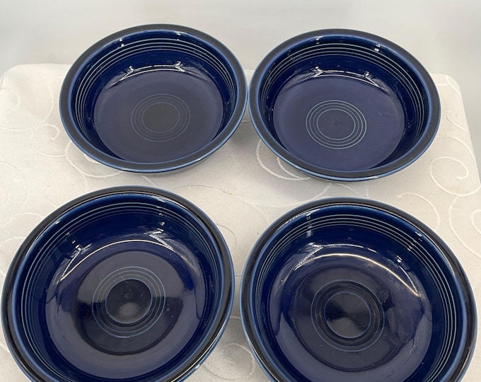 Fiesta Set/5 Homer Laughlin Cobalt Blue Rimmed Cereal Bowls 6 7/8 ...