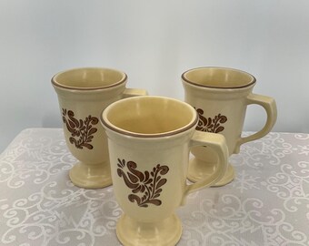 Juego de 3 tazas vintage de cerámica con pedestal Pfaltzgraff