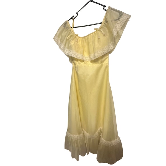 Lorrie Deb Vintage Yellow Long Dress Ruffles Size… - image 1