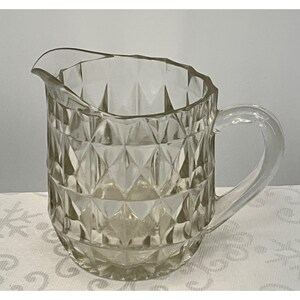 Vintage Janette Glass Windsor Diamond Diamond Cut Milk Pitcher Creamer