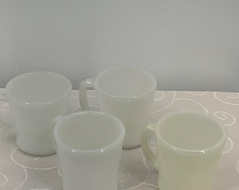 Fire-King White Milk Glass Coffee Mugs Set Of 4 Vintage USA
