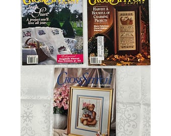 Vintage kruissteek sampler-tijdschriften Veel van 3 nummers uit 1993 met patronen en ontwerpen