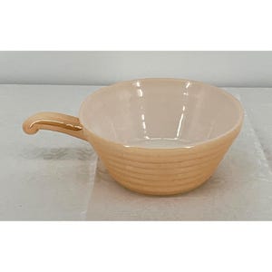 Vintage Fire-King Peach Lustre Swirl Oven Ware Cup w/ Handle