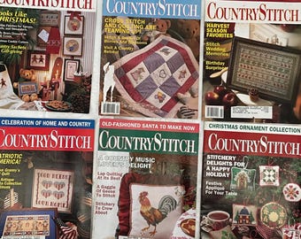 Vintage country stitch kruissteek tijdschriftcollectie 1991 set van 5"