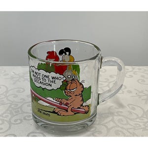 Garfield McDonald's 1978 Vintage Glass Mug With Comic Print Jim Davis