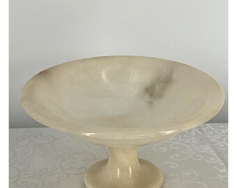 Vintage Alabaster Pedestal Bowl 4&quot;Tall x 8&quot; Diameter