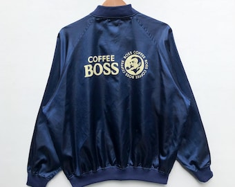 Vintage Coffee Boss Embroidery Big Logo Ma 1 Bomber Jacket