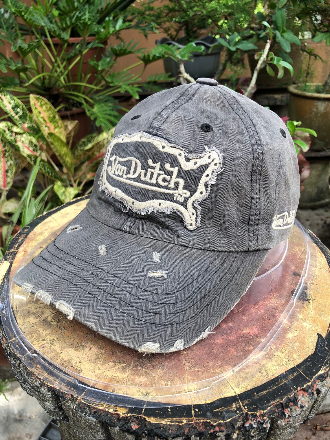 Von Dutch Distressed Design Leather Strapback Cap Hat One Size Etsy