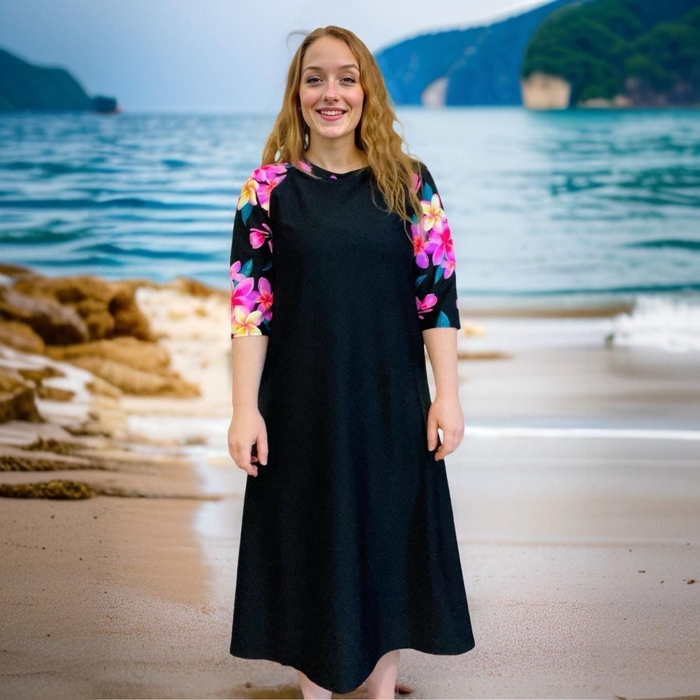 JINXUEER Women's Plus Size One Piece Swimsuit - Floral Print Swimdress With Tummy Control & Flared Skirt (Size 20, Pink) - View #2