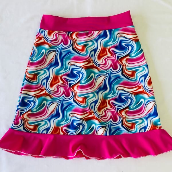 Girls Swimwear Skirt with Leggings Knee-length Skirt with Ruffle Athletic Bottoms for Sports
