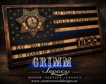 2 ft Thin Blue Line Customized Wood Flag