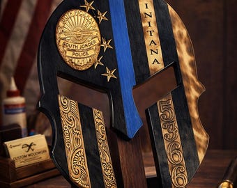 NEW Thin Blue Line Spartan Helmet