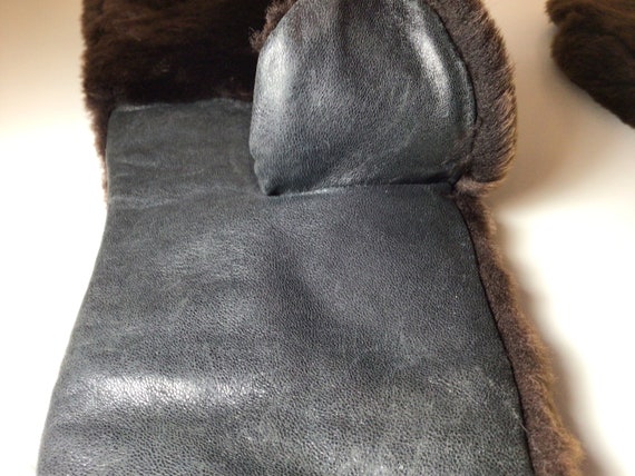 Men's Sheared Beaver fur & Hide mittens Winter Gl… - image 7