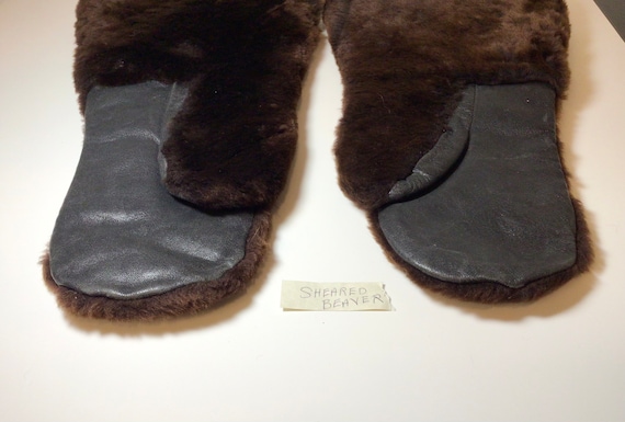Men's Sheared Beaver fur & Hide mittens Winter Gl… - image 4