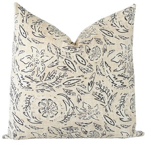 Black and White Floral Pillow Cover 20x20, Neutral Pillow Covers 18x18, Black and Cream Pillow Covers for Spring, Pillow Covers 16 x 16