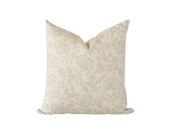 Beige Floral Pillow Cover: Modern Neutral Throw Pillow