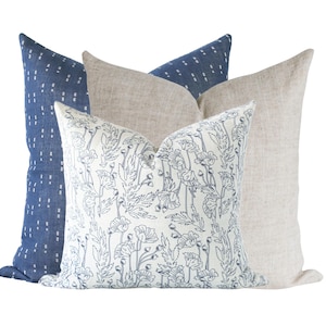 Blue Throw Pillows • Floral Sofa Pillow Sets • Modern Farmhouse Couch Combos • Modern Cottage Pillow Sets • 16x16