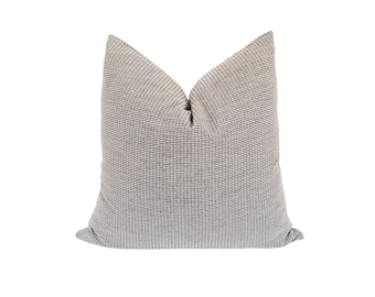 Black and Beige Stripe Pillow Cover: Neutral Cotton Throw Pillow