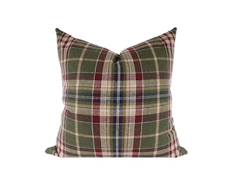 Ralph Lauren Christmas Pillows: Red and Green Tartan Pillow Cover