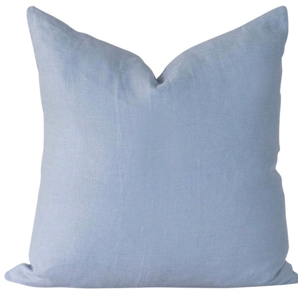 Blue Linen Pillow Etsy