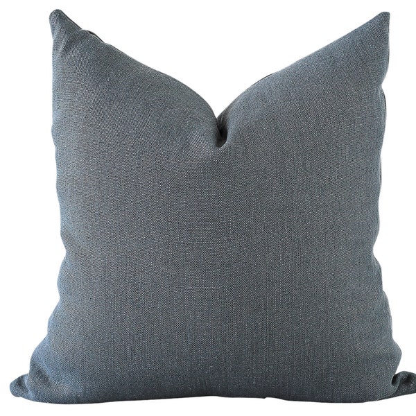 Blue Linen Pillow Etsy