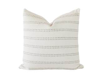 Cream and Grey Stripe Pillow Cover: Modern Farmhouse Accent Pillow
