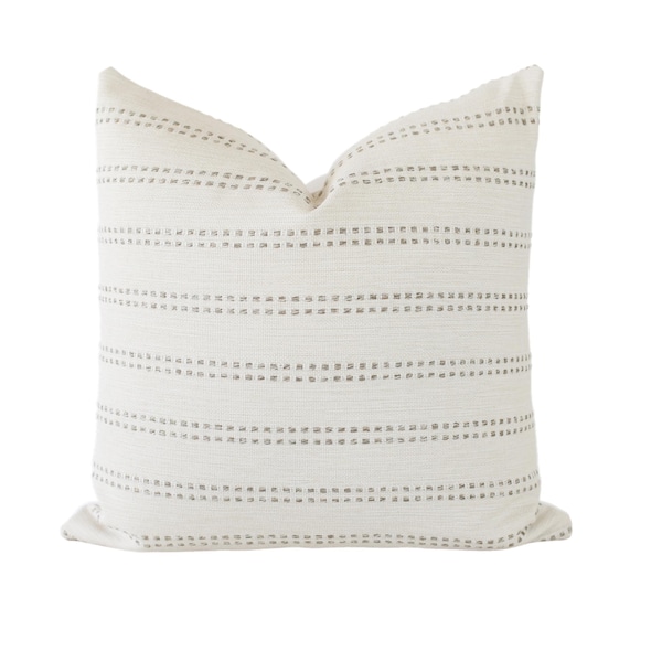 Cream and Grey Stripe Pillow Cover: Modern Farmhouse Accent Pillow