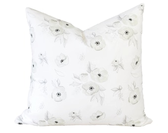 White pillow cover, Small Anemone Pillow, Anemone, Flower pillow cover, pillow cover, white Pillow Cover, Accent Pillow, throw pillow