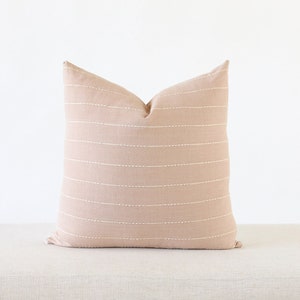 Blush Stripe Linen Throw Pillow Cover, Nude Throw Pillow, Boho Pillow Cover, Stripe Pillow, Pillow Cover, Linen Pillow, Nude Stripe image 2