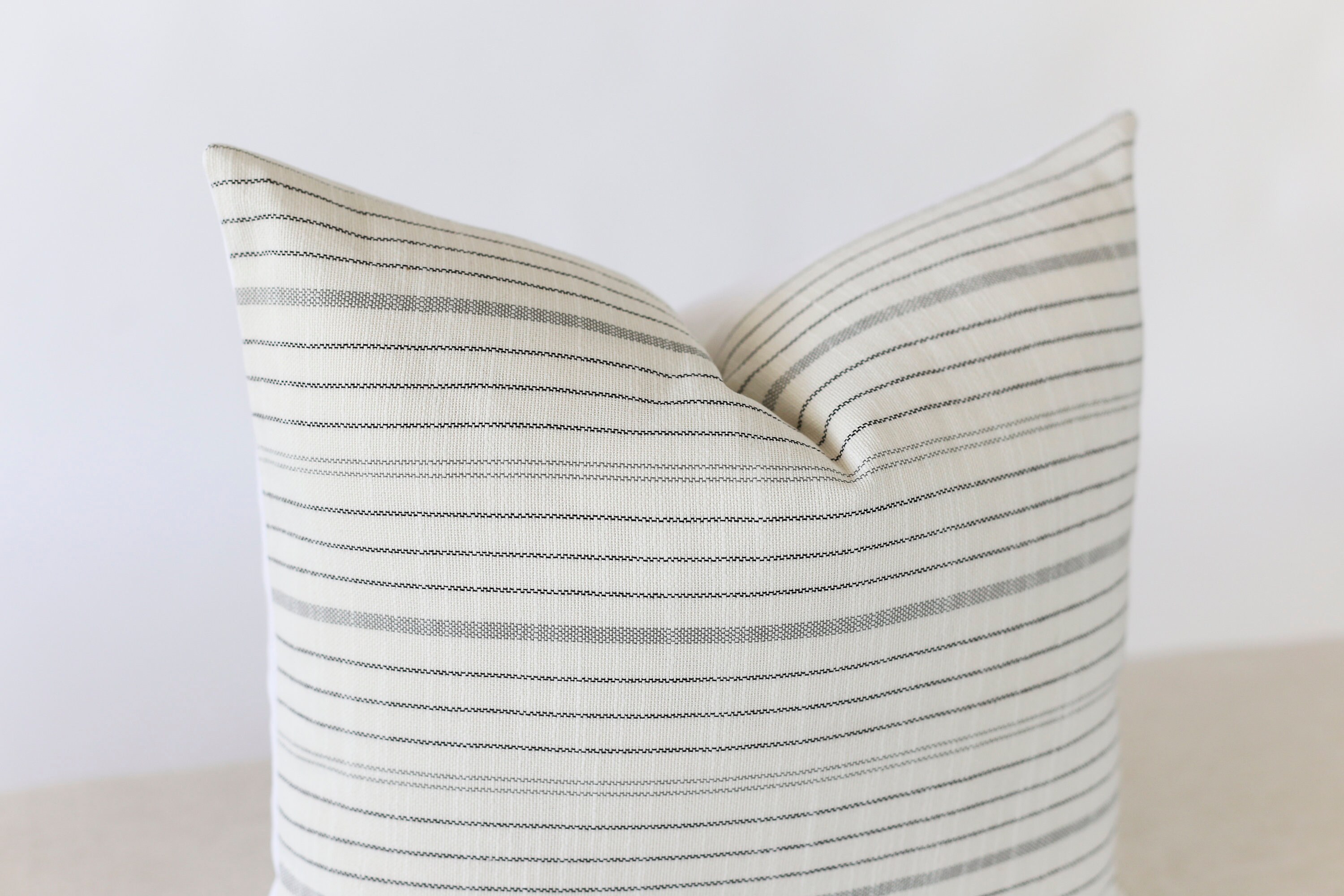 Black and Cream Stripe Pillow Cover Striped Farmhouse Pillow Etsy
