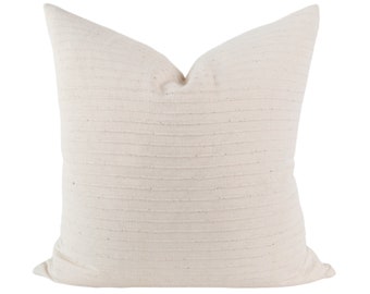 Thin Cream Stripe Pillow Covers, Textured Dash Stripe, Modern Farmhouse Pillow Cover, Woven Pillow Covers, 18x18 Pillow Cover, Luxury Pillow