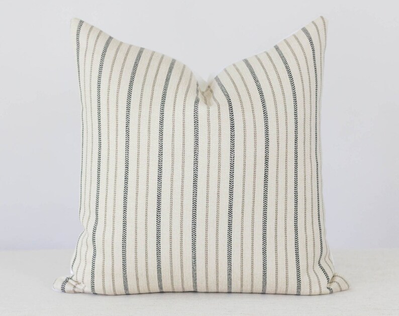 Neutral Stripe Pillow Pillows with Stripes Farmhouse Pillow Etsy