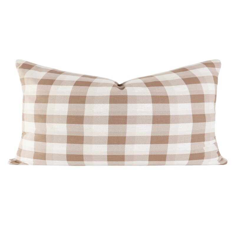Fall Throw Pillows Neutral Brown Plaid Pillow Cover 20x20 Etsy