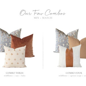 Wildflower Pillow Cover Blue Grey Pillow Cover Grey Rust image 2