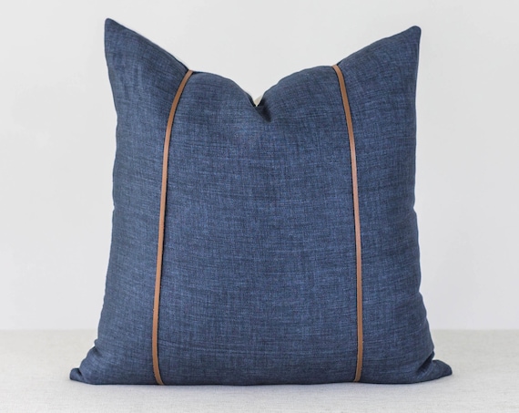 Denim and Leather Pillow Cover 20x20 Denim and Leather Pillow Cover 20x20