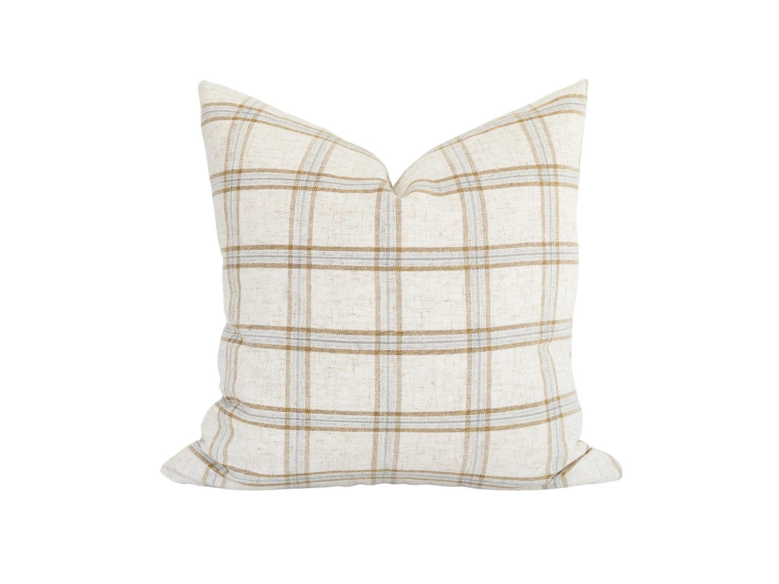 Beige and Brown Plaid Pillow Cover, 20x20, Double-Sided
