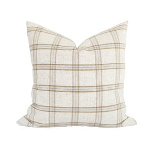 Beige and Brown Plaid Pillow Cover: Modern Farmhouse Throw Pillow, Fall home decor, Plaid Cushion Cover 20x20